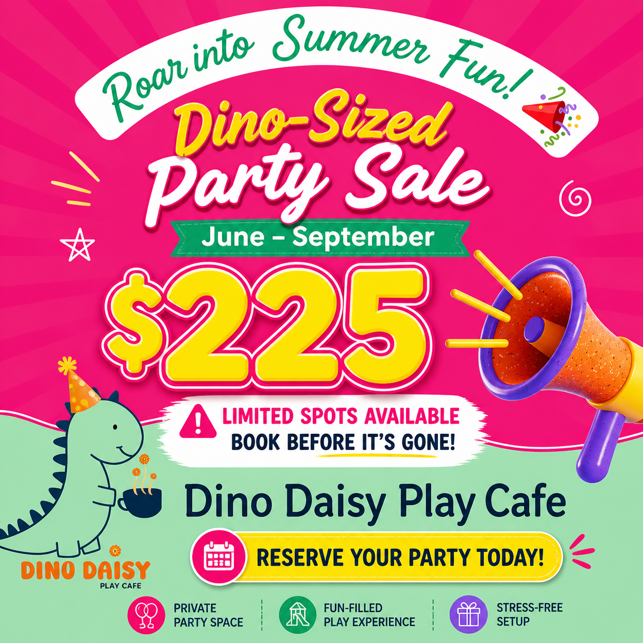Summer Party Special – Private Play Cafe Rental (June–September) | Only $225
